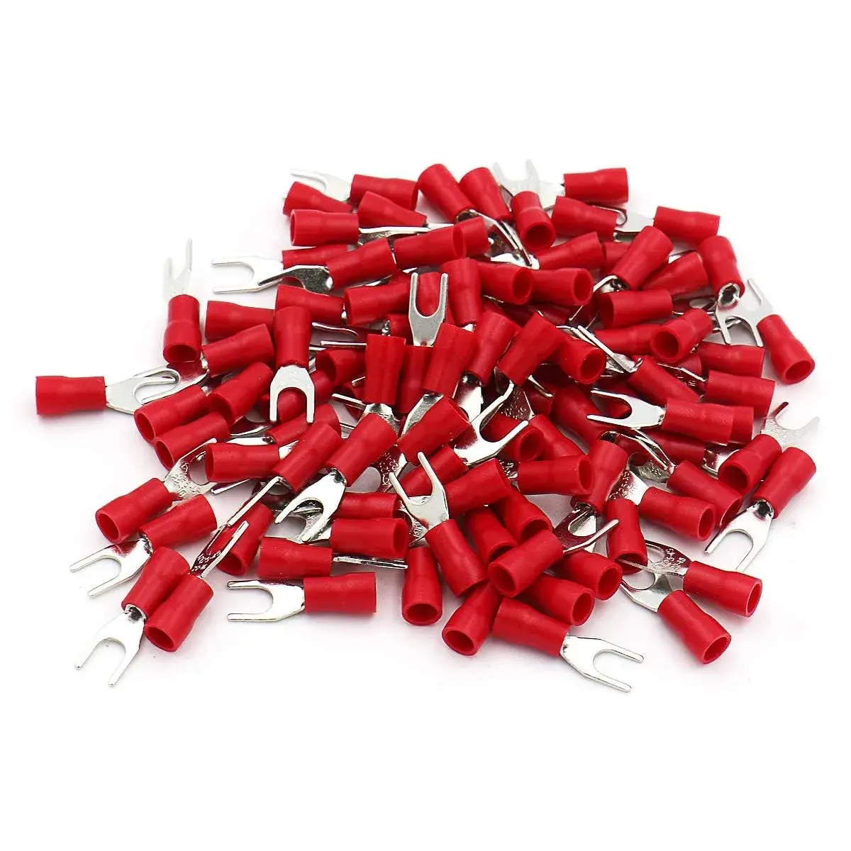 Baomain Red Fork Spade Insulated Terminal Connectors | 22-16 AWG (0.5-1.5mm²) & #8 Stud (4.3mm) | 1000-Pack - view 5
