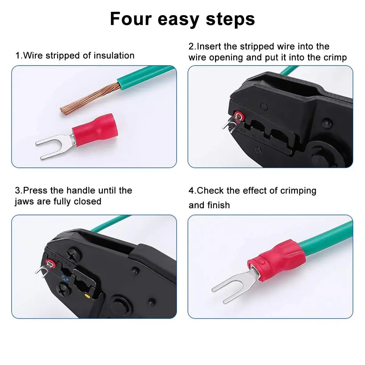 Baomain Red Fork Spade Insulated Terminal Connectors | 22-16 AWG (0.5-1.5mm²) & #8 Stud (4.3mm) | 1000-Pack - view 6