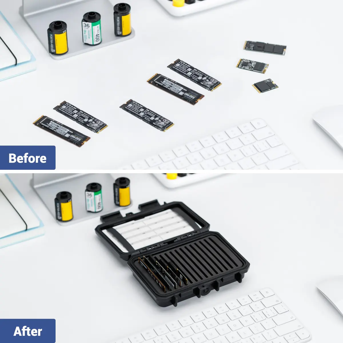 Kiorafoto M.2 NVMe SSD Case 15-Slot Organizer | Water-Resistant & Shockproof for 2280/2260/2242/2230 Drives - view 5