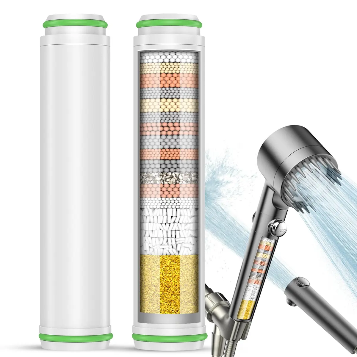 PWERAN Shower Filter 2 Pack | 18-Layer Hard Water Filtration for Skin & Hair - main product image