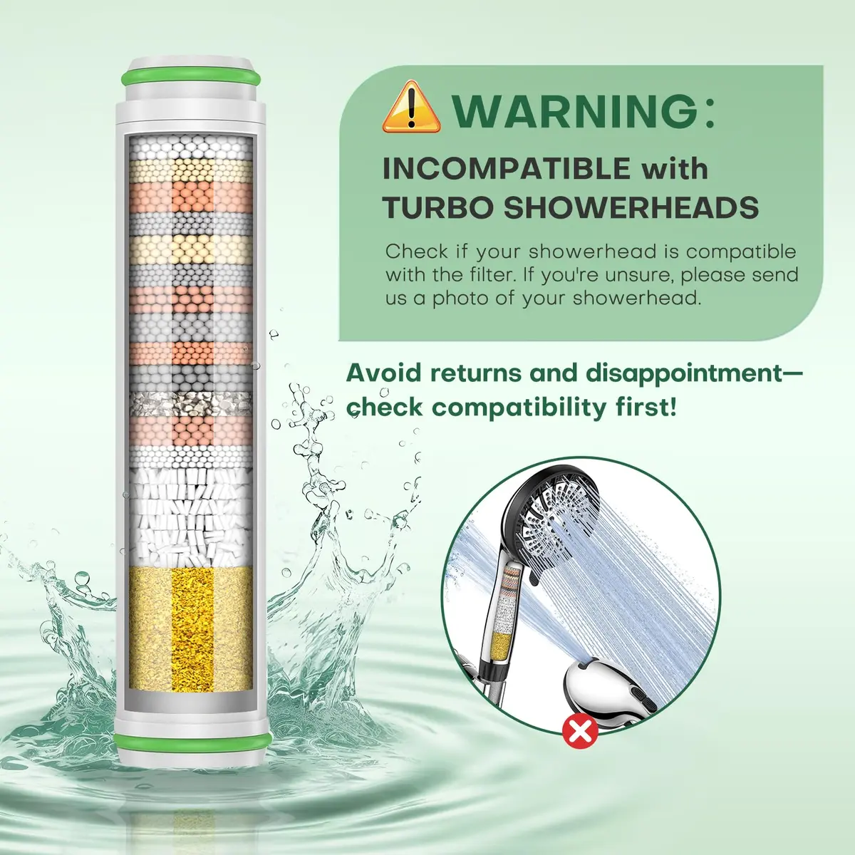PWERAN Shower Filter 2 Pack | 18-Layer Hard Water Filtration for Skin & Hair - view 2