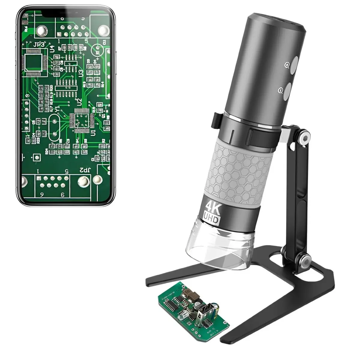 Jiusion 4K 50-1000x WiFi USB Digital Handheld Microscope with Metal Stand | 4K HD, Wireless & Wired, 8 LED Lights, Compatible with Windows, Mac, Android, iPhone - main product image