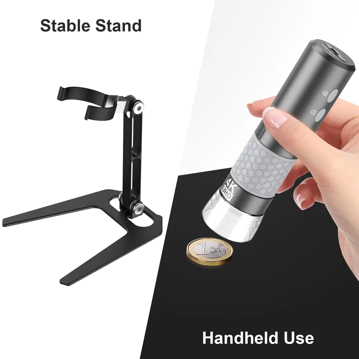 Jiusion 4K 50-1000x WiFi USB Digital Handheld Microscope with Metal Stand | 4K HD, Wireless & Wired, 8 LED Lights, Compatible with Windows, Mac, Android, iPhone - view 6