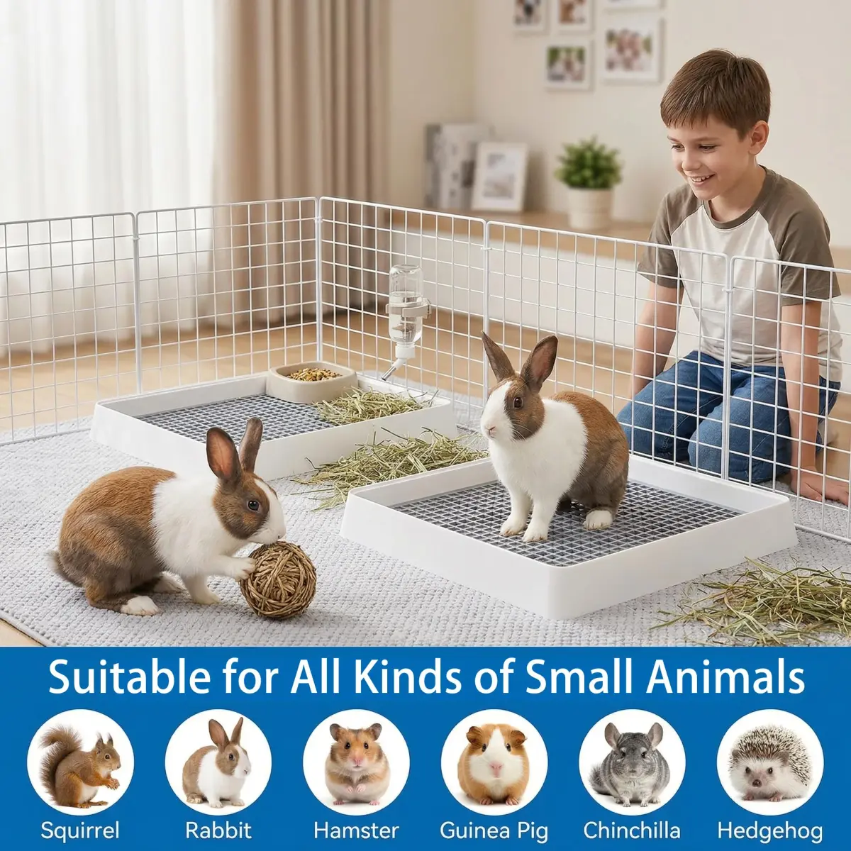 WUWEOT 2 Pack Large Rabbit Litter Box 37cm (14.5"L x 11.7"W x 2.6"H) | Shallow Bunny Restroom with Grate - view 6
