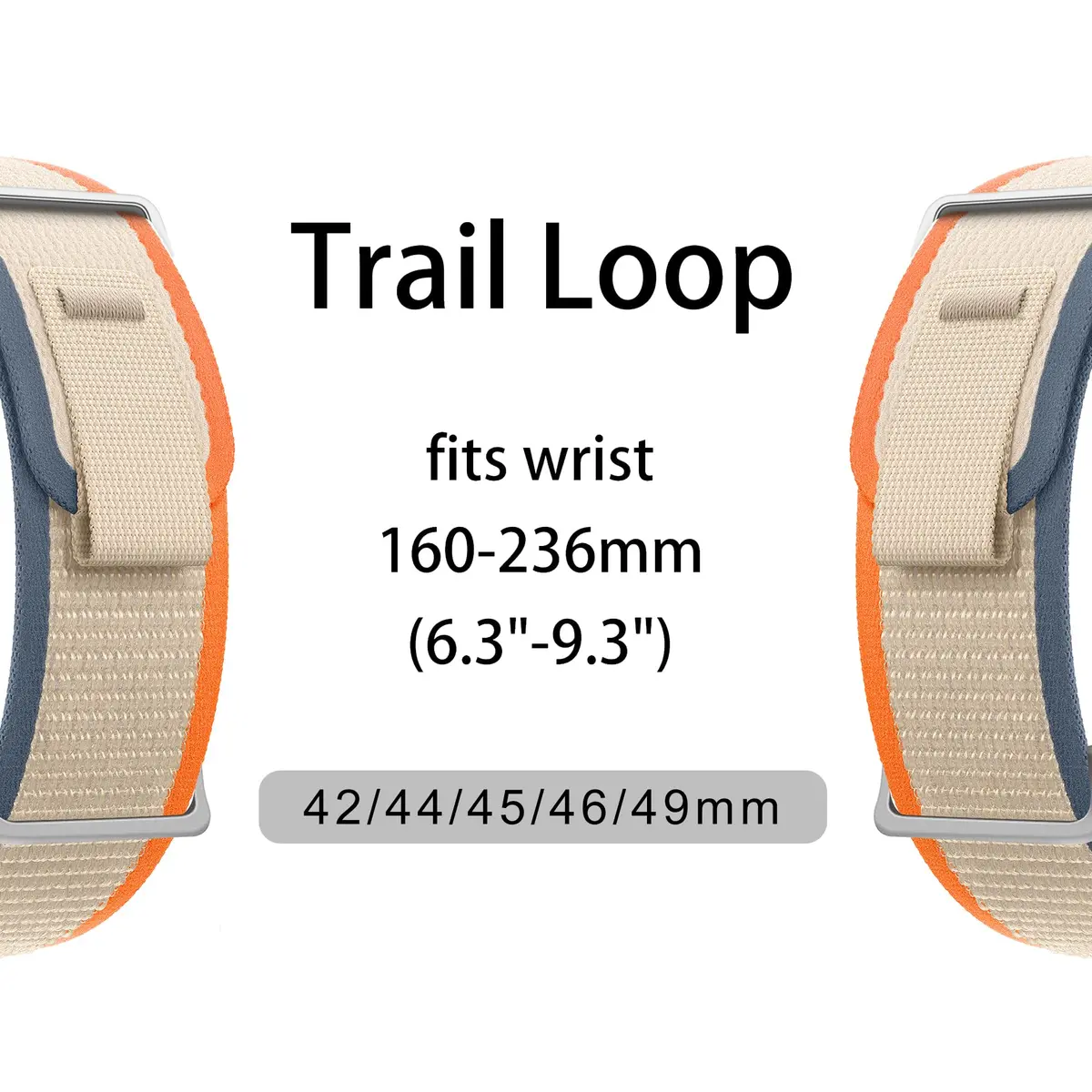 Charmmily Trail Loop Sport Band for Apple Watch Ultra 2/49mm, Series 10/46mm, 9/8/7/6/SE 45mm, 44mm, 42mm - Orange/Beige Woven Nylon - view 3