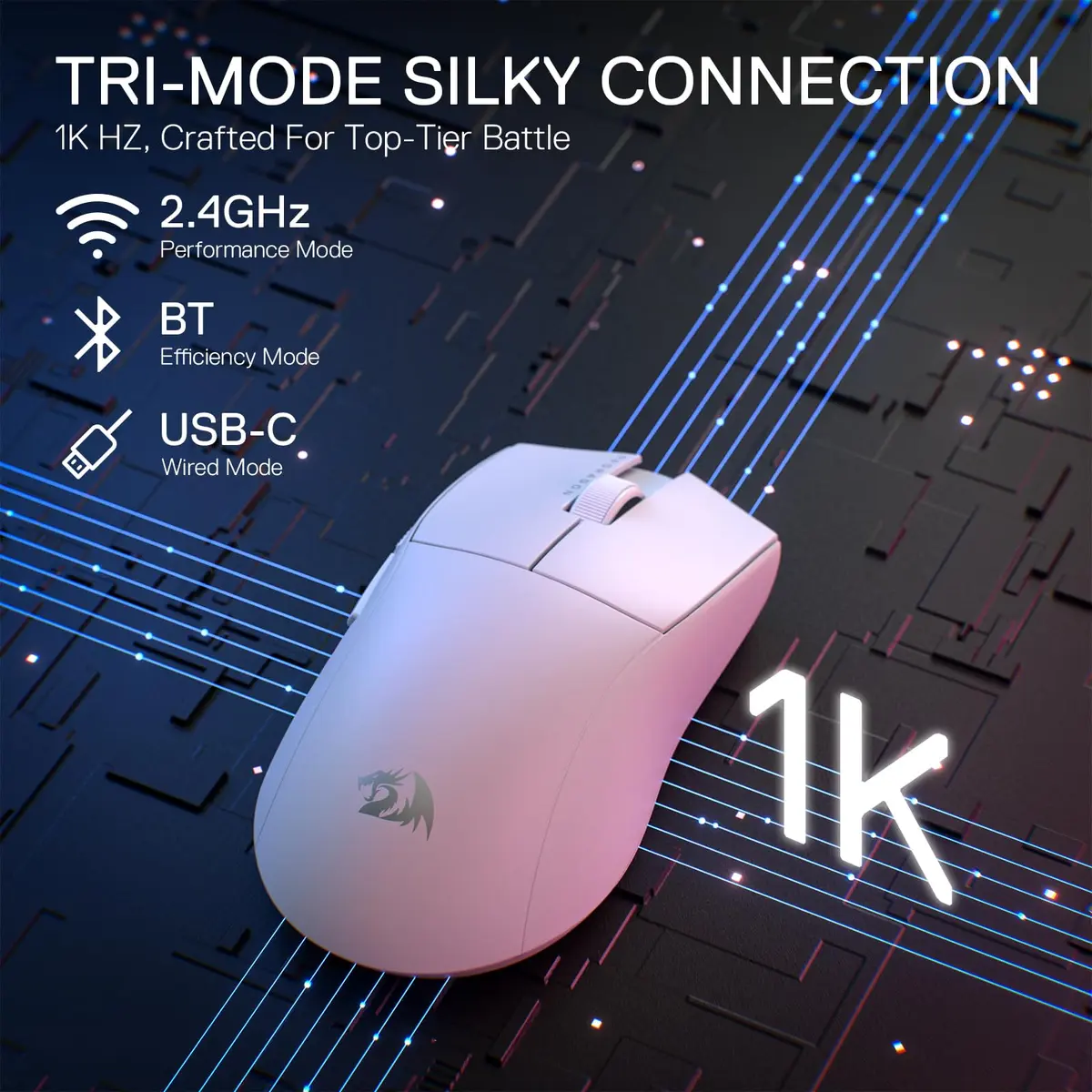 Redragon M916 Wireless Gaming Mouse 55G | 26K DPI, 5 Programmable Buttons, Ultra-Light 55g, Ergonomic Design - view 2
