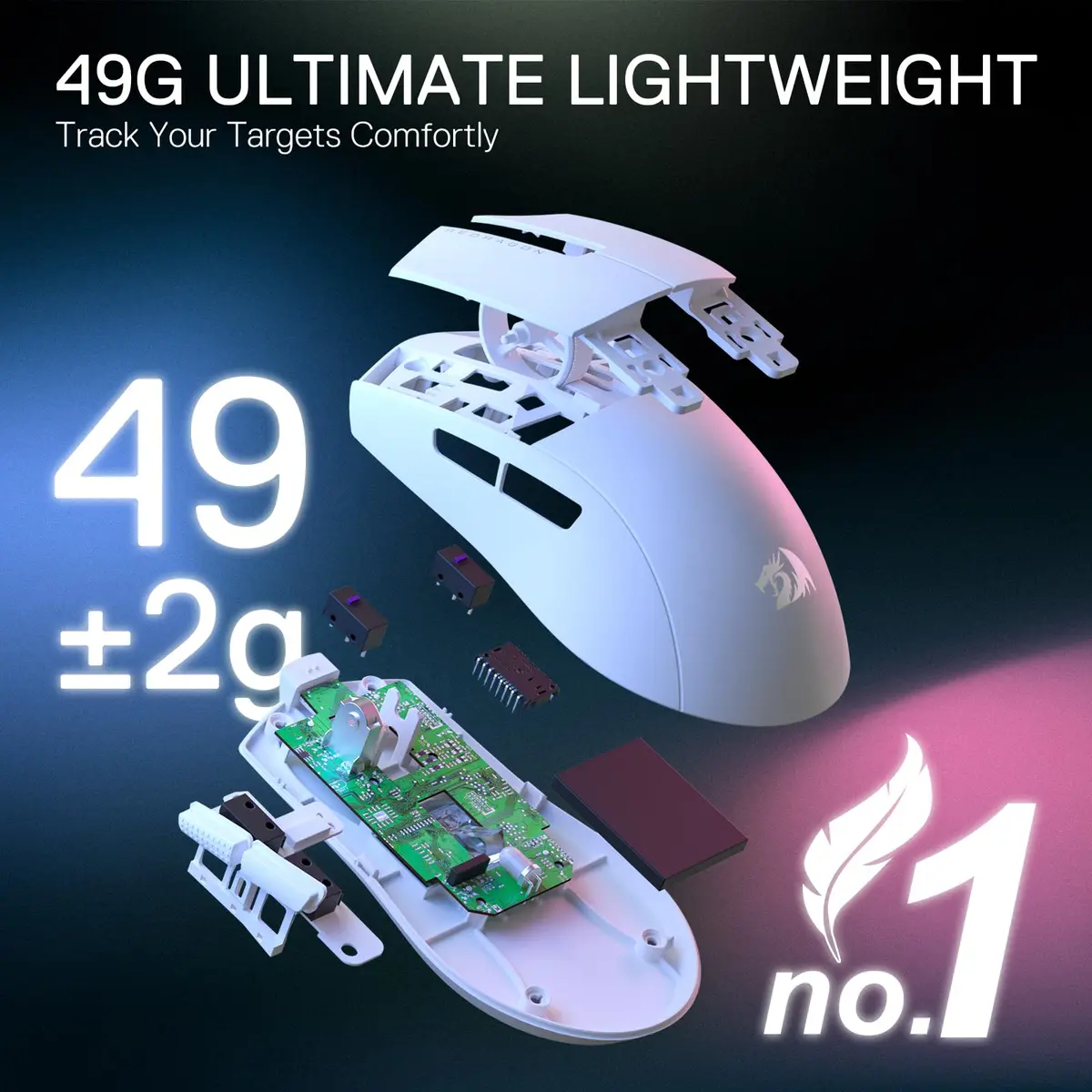 Redragon M916 Wireless Gaming Mouse 55G | 26K DPI, 5 Programmable Buttons, Ultra-Light 55g, Ergonomic Design - view 3