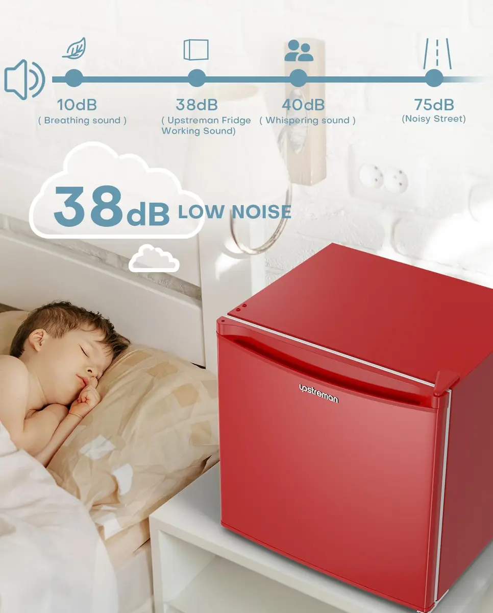 Upstreman 1.7 Cu.ft Mini Fridge with Freezer, Red-FR17 | Compact, Energy-Efficient, Quiet for Dorm & Office - view 5