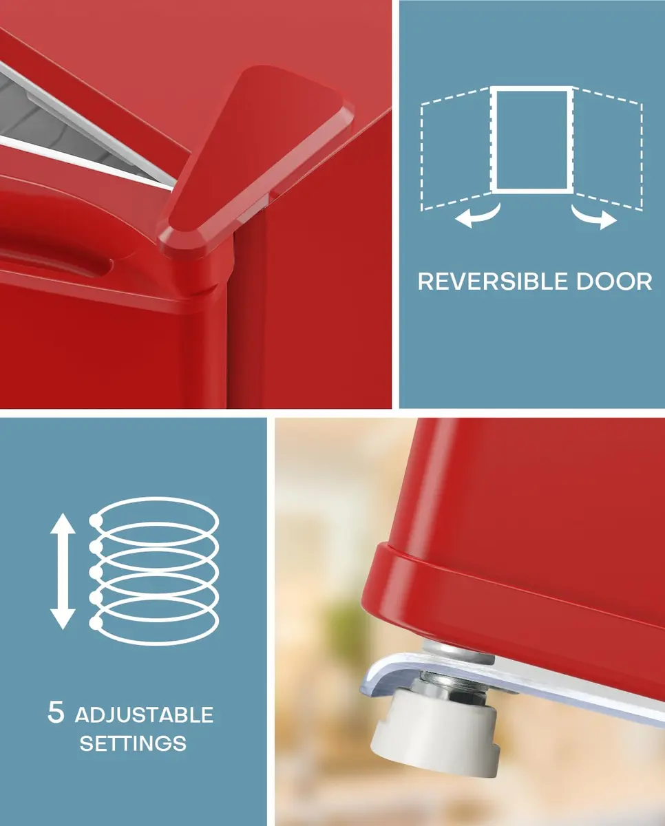 Upstreman 1.7 Cu.ft Mini Fridge with Freezer, Red-FR17 | Compact, Energy-Efficient, Quiet for Dorm & Office - view 6