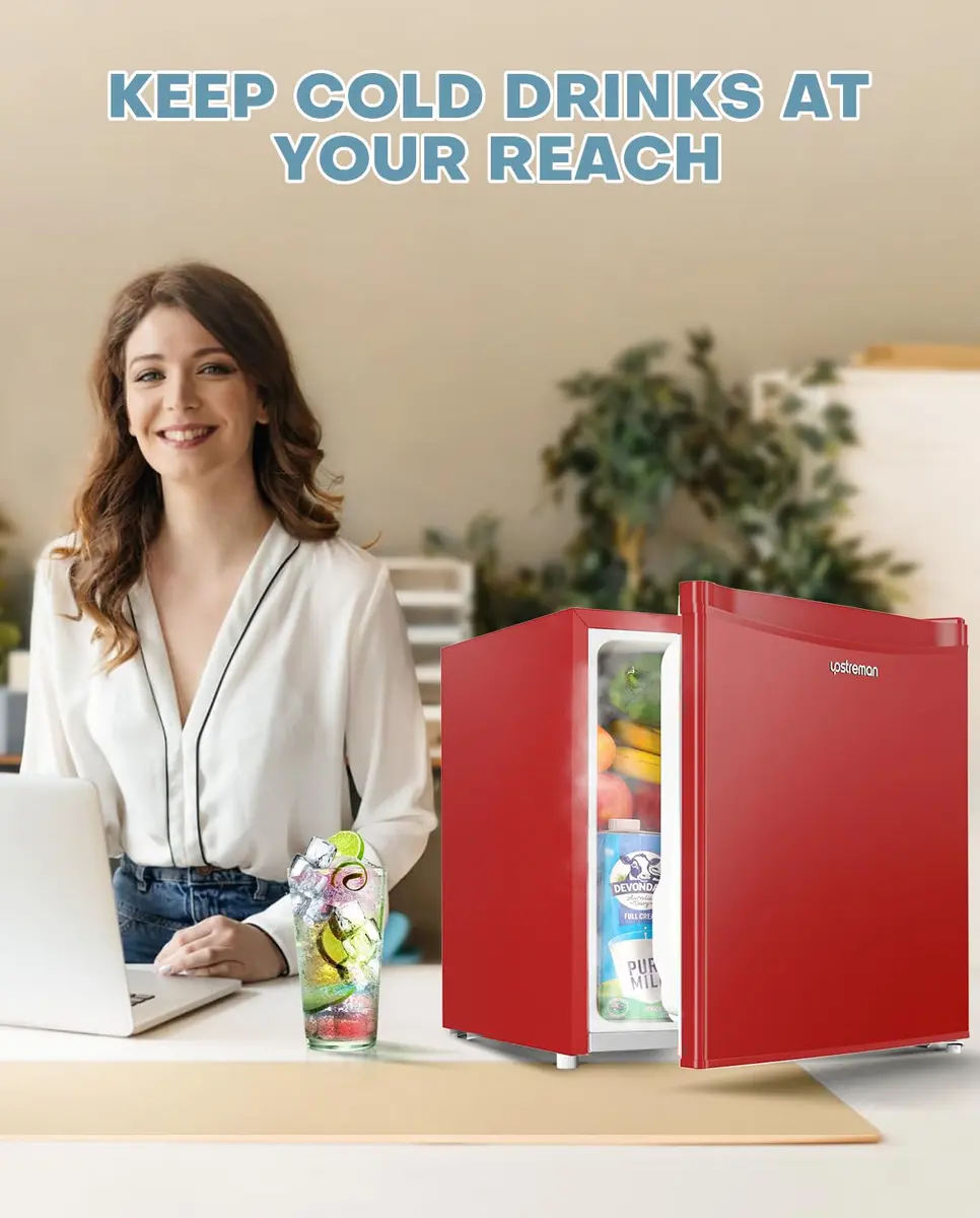 Upstreman 1.7 Cu.ft Mini Fridge with Freezer, Red-FR17 | Compact, Energy-Efficient, Quiet for Dorm & Office - view 8