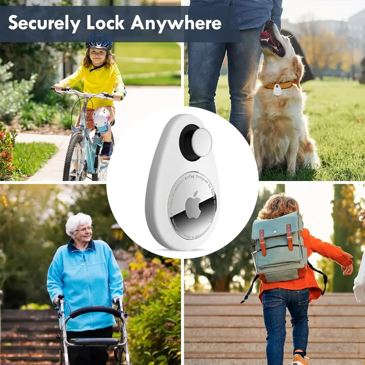 zonsiton Hidden GPS Tracker Case 2 Pack White | Anti-Removal Silicone Case with Safety Pins for Kids, Pets, Backpack - view 5