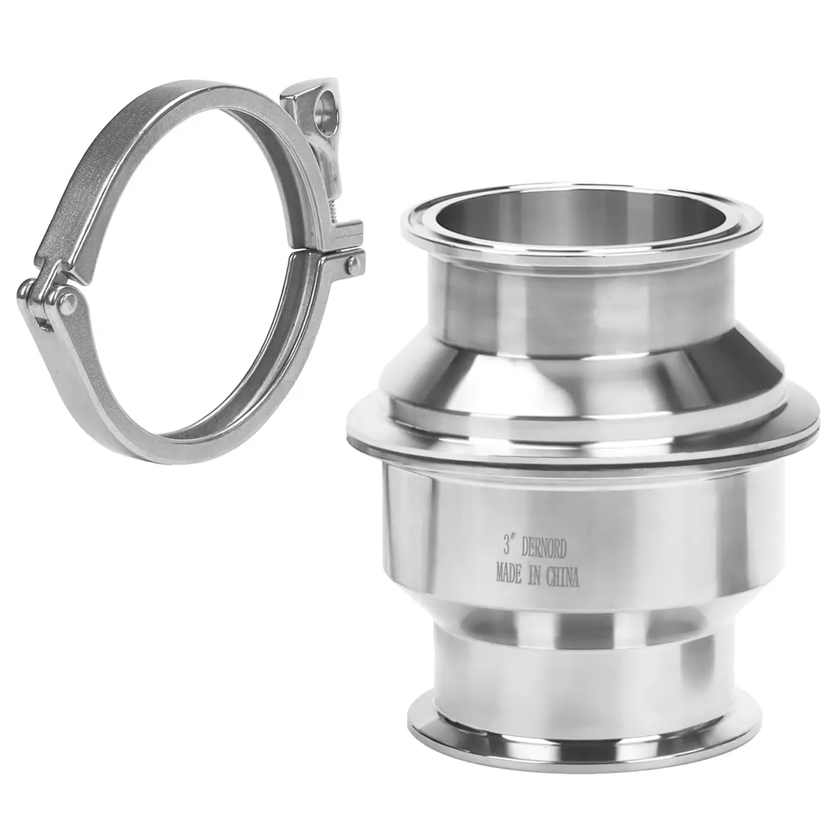 DERNORD 3" Tri Clamp Sanitary Check Valve | Stainless Steel 304, FKM Gasket, One-Way Flow - view 2