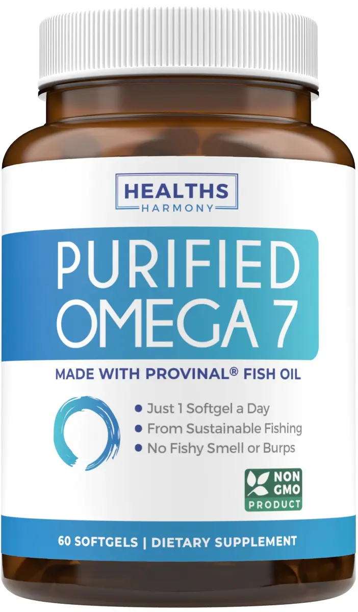 Healths Harmony Omega 7 Supplement 60 Softgels | Purified Palmitoleic Acid from Fish Oil for Adults - main product image