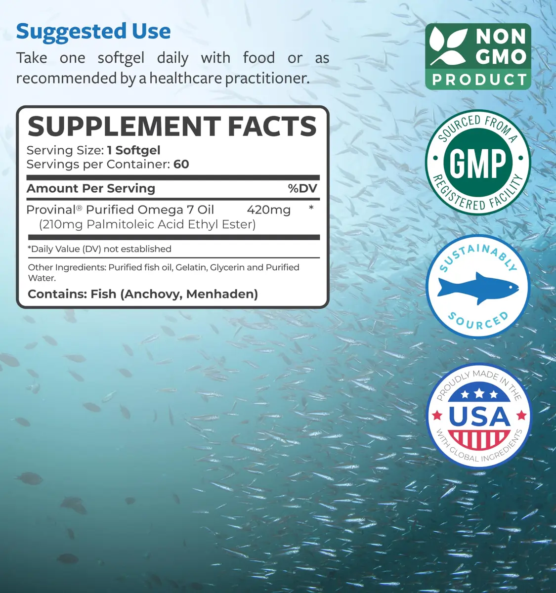 Healths Harmony Omega 7 Supplement 60 Softgels | Purified Palmitoleic Acid from Fish Oil for Adults - view 5