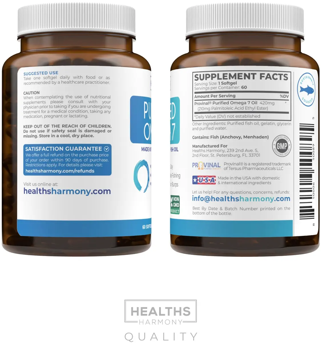Healths Harmony Omega 7 Supplement 60 Softgels | Purified Palmitoleic Acid from Fish Oil for Adults - view 8