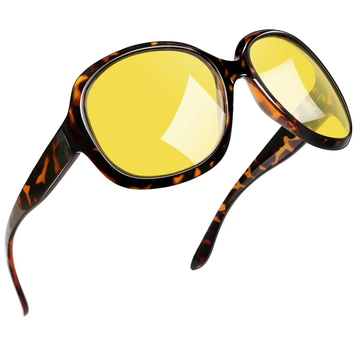 Joopin B26-Tortoise Oversized Sunglasses with Night Vision Yellow Lenses for Women - main product image