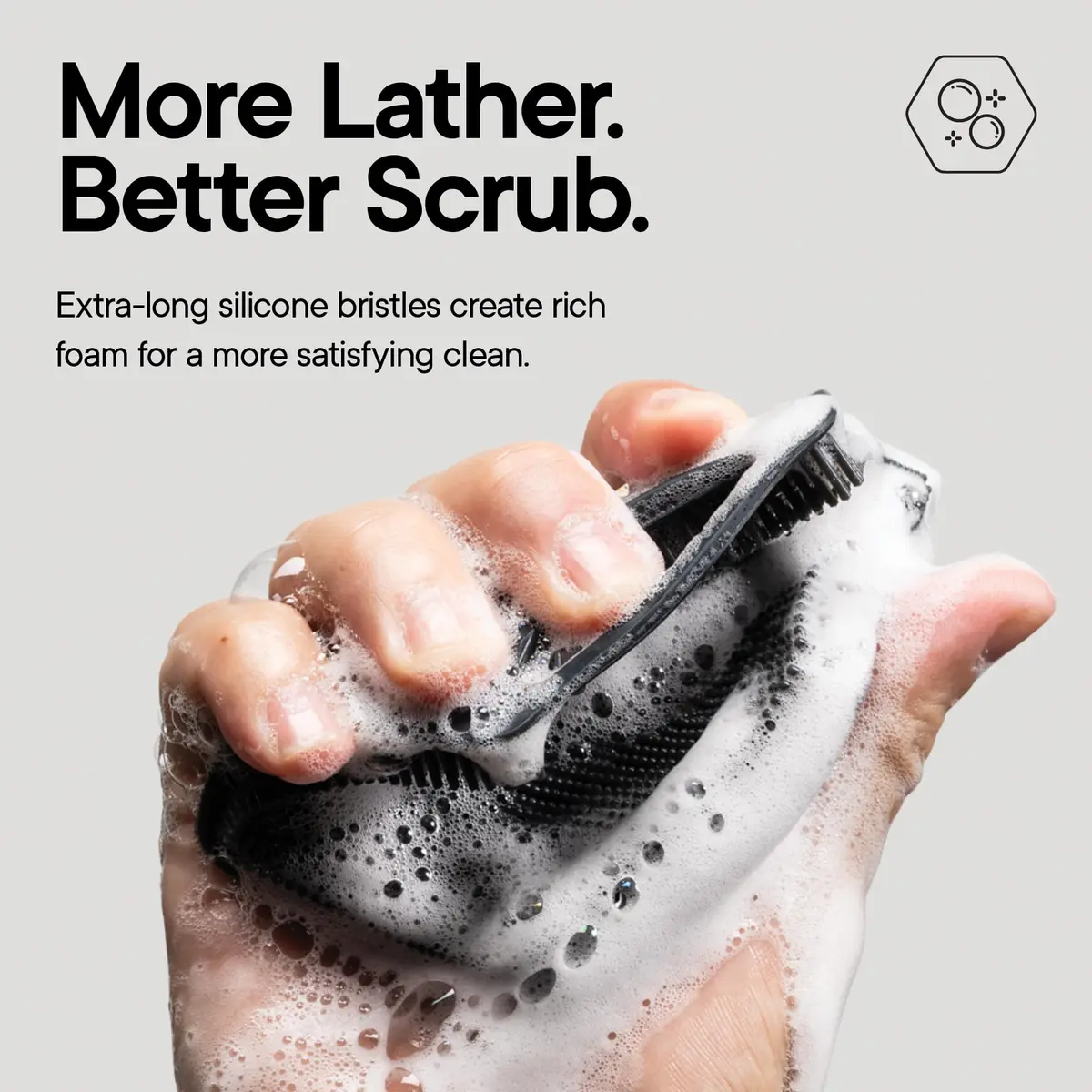 TOOLETRIES Silicone Body Scrubber 2.0 Charcoal | Longer Bristles for Deep Cleaning & Exfoliation - view 5