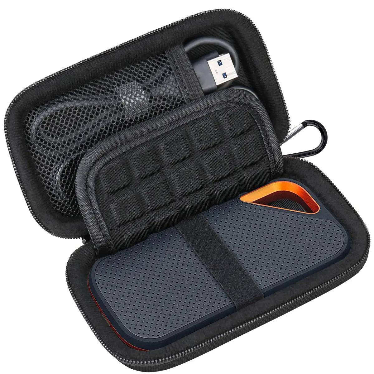 Lacdo Hard Case for SanDisk Extreme Pro/Extreme Portable SSD, Black+Black | Shockproof & Water-Resistant - main product image