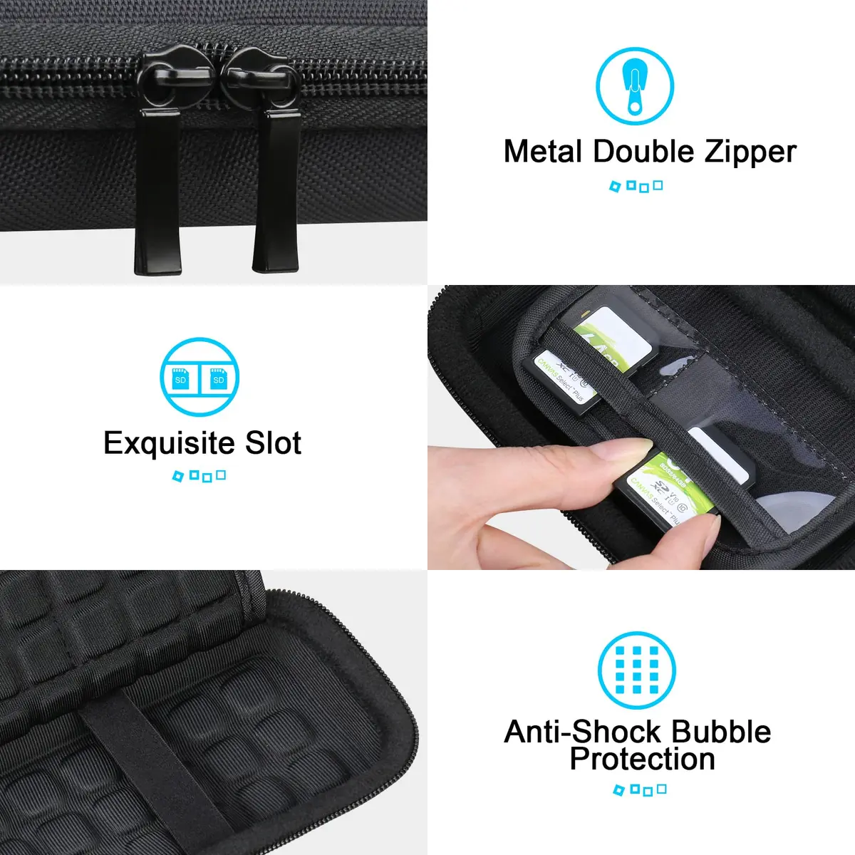 Lacdo Hard Case for SanDisk Extreme Pro/Extreme Portable SSD, Black+Black | Shockproof & Water-Resistant - view 3