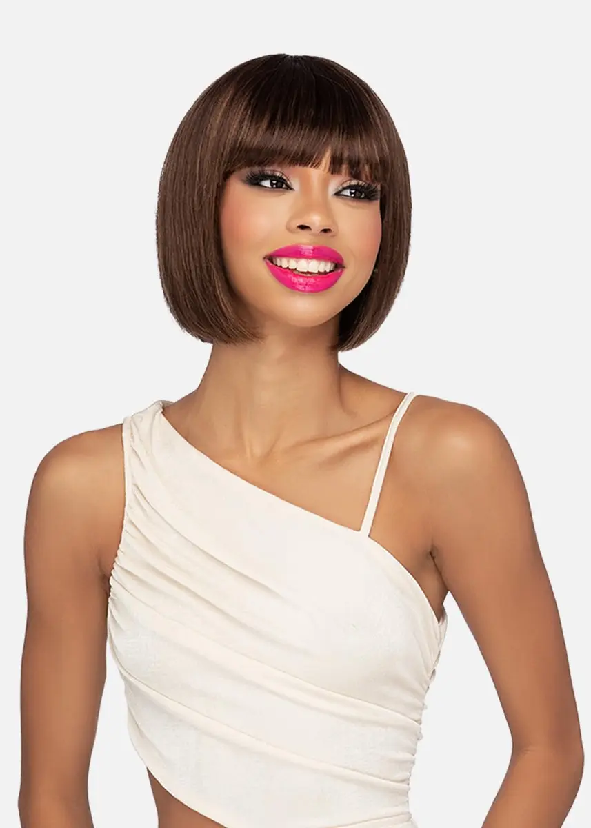 Vivica A. Fox DEO Human Hair Wig 11" Straight Bob | Pure Comfort Cap, Dark Brown - main product image