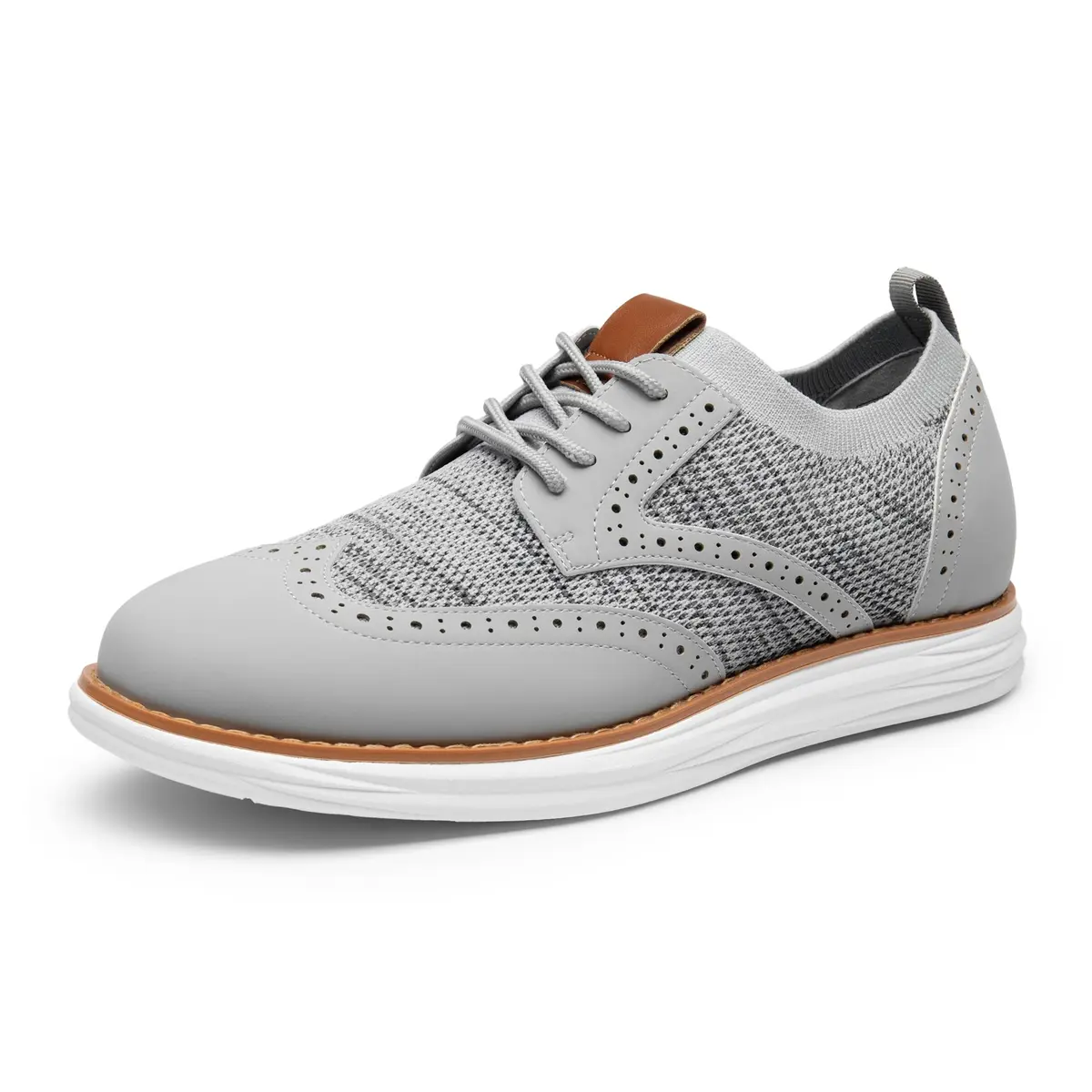 Bruno Marc KnitFlex Mesh Oxfords Sneakers 11-Grey | All-Day Comfort & Style - main product image