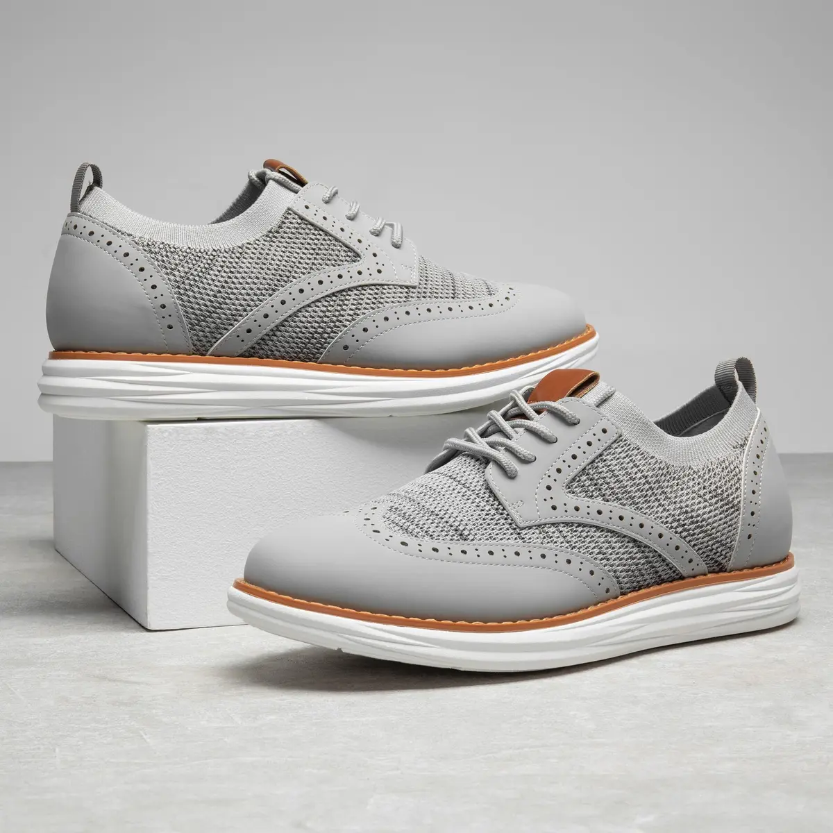 Bruno Marc KnitFlex Mesh Oxfords Sneakers 11-Grey | All-Day Comfort & Style - view 5