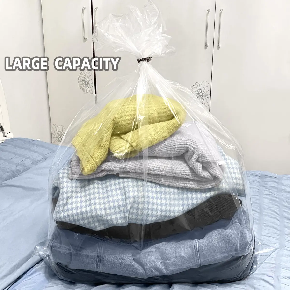 Yotelab Large Clear Plastic Storage Bags for Bedding & Clothes 32x42 In (5-Pack) - view 5