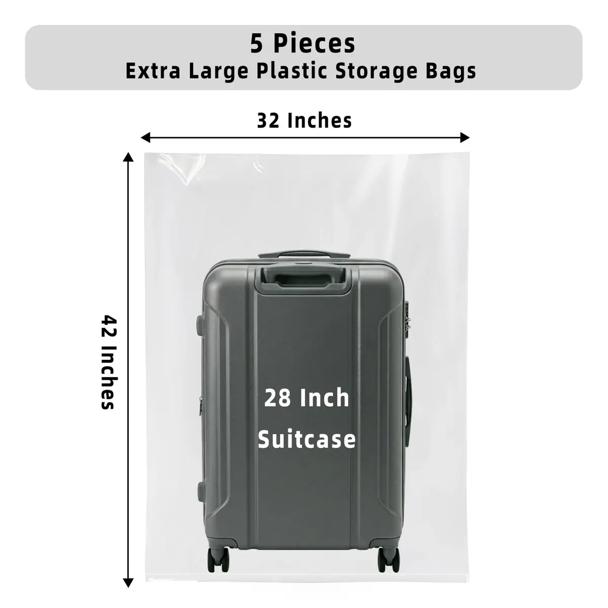 Yotelab Large Clear Plastic Storage Bags for Bedding & Clothes 32x42 In (5-Pack) - view 2