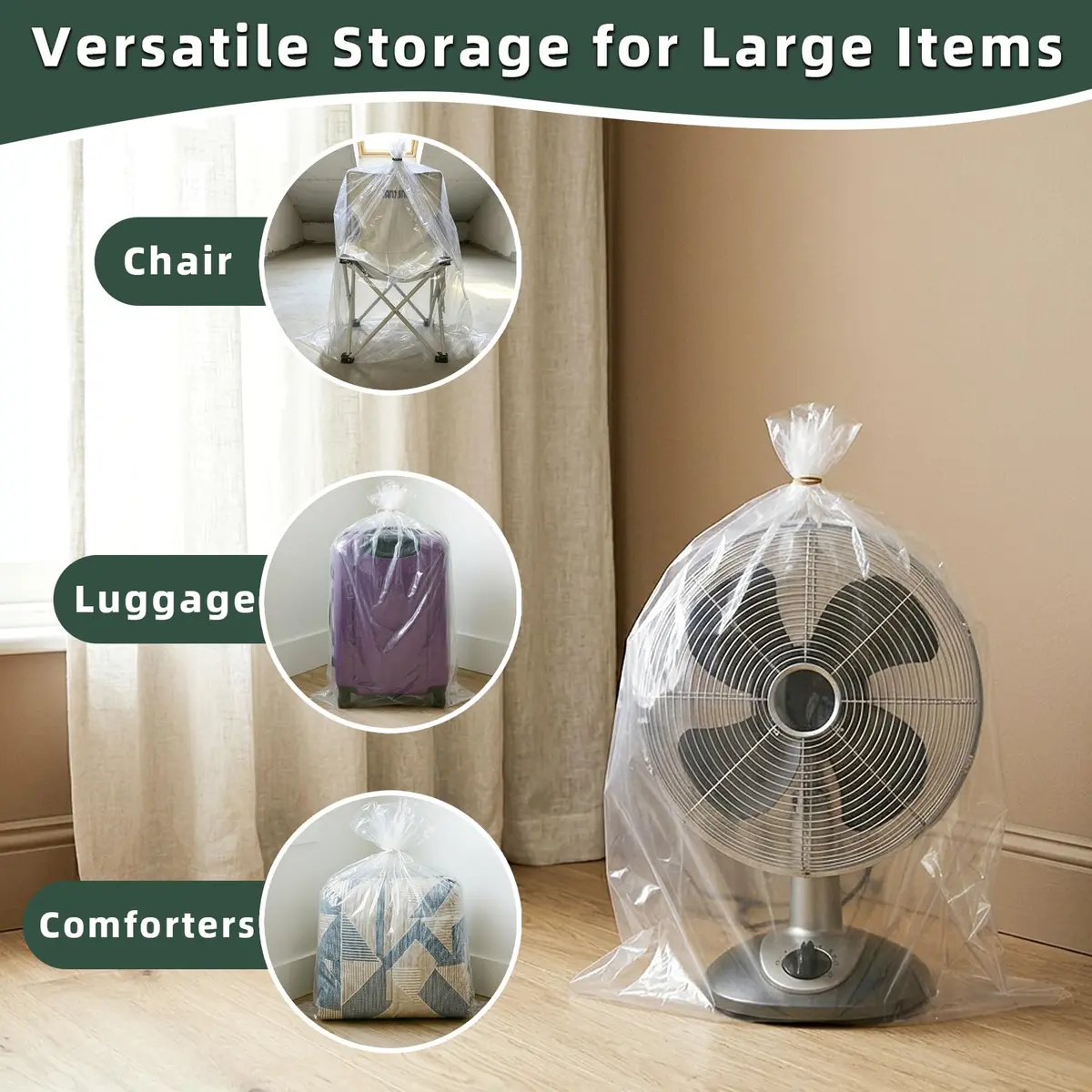 Yotelab Large Clear Plastic Storage Bags for Bedding & Clothes 32x42 In (5-Pack) - view 4