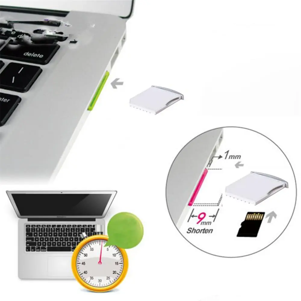 NFHK Micro SD TF to SD Card Kit Mini Adaptor for Extra Storage MacBook Air/Pro/Retina White | Support Micro SDXC & HC - view 4