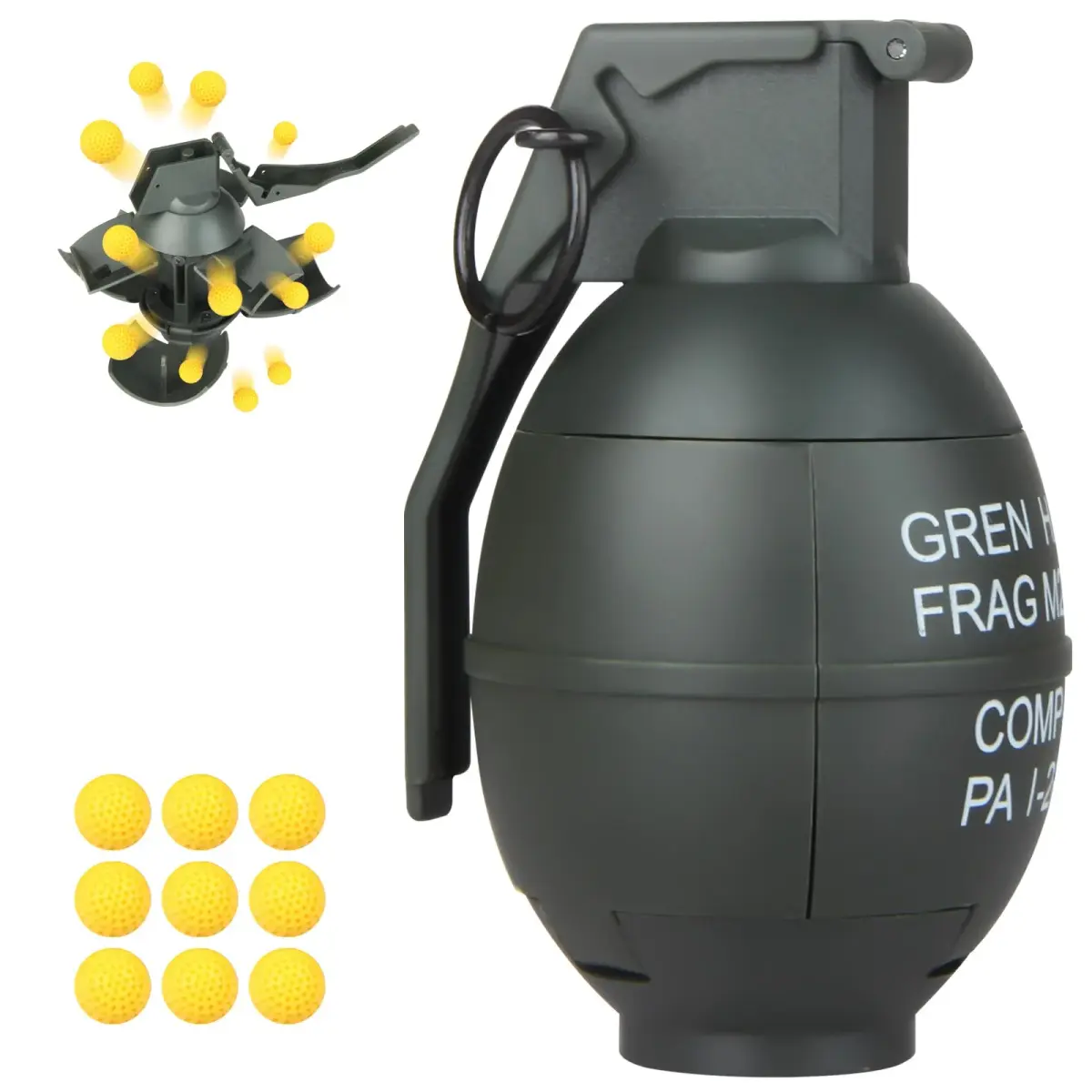Tomatong Hand Grenade Toy M26A1 with 9 Foam Ammo, 10.9 cm (4.33 in) Length | CS Battle Game Toy for Ages 14+ - main product image