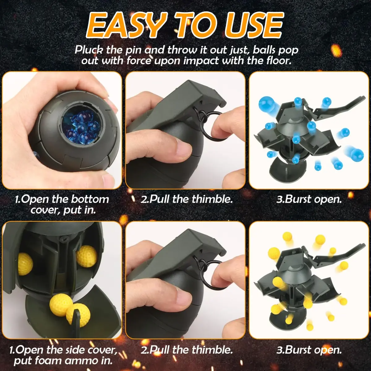 Tomatong Hand Grenade Toy M26A1 with 9 Foam Ammo, 10.9 cm (4.33 in) Length | CS Battle Game Toy for Ages 14+ - view 4