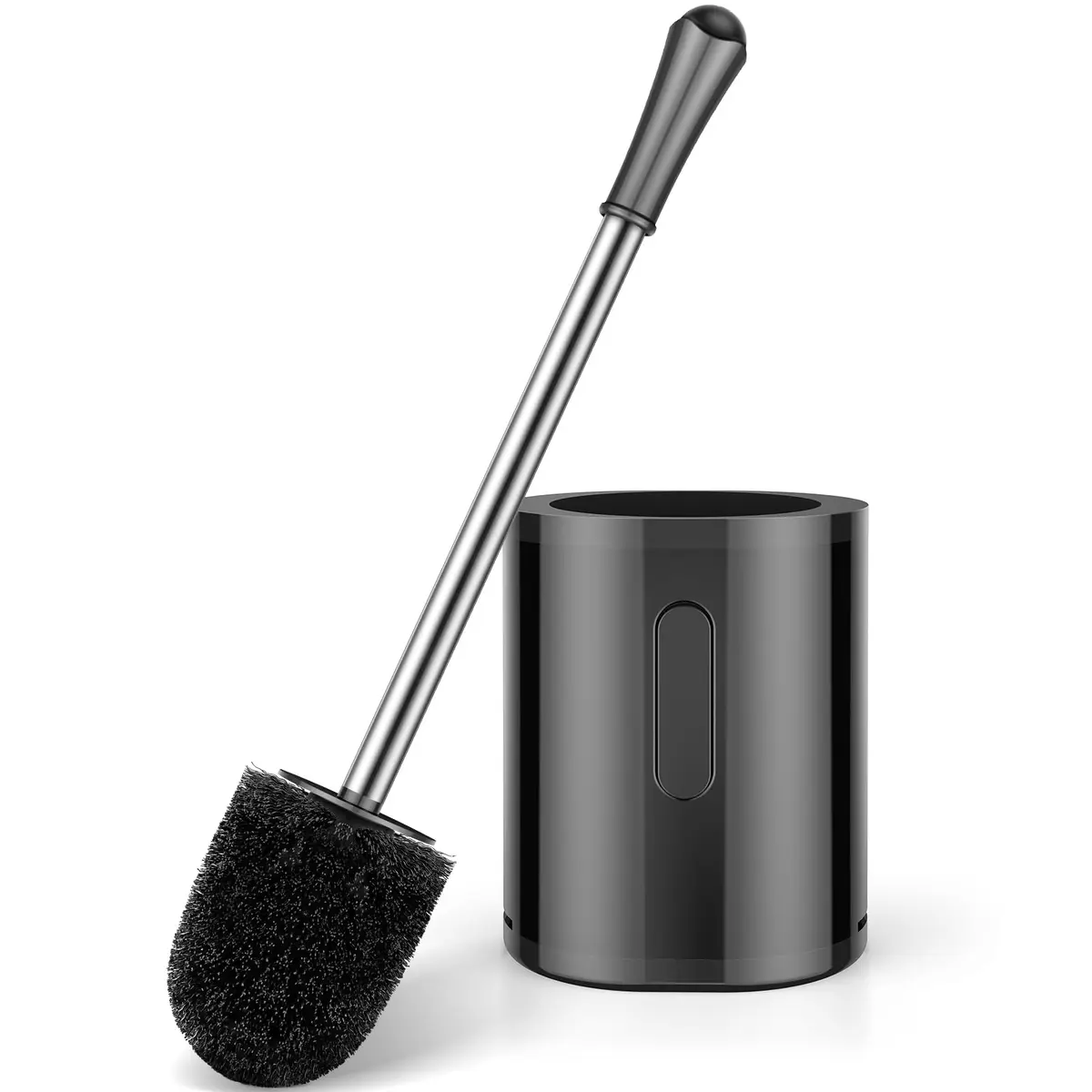 AONEZ Toilet Brush Compact Size Stainless Steel Handle Black | Space Saving Deep Cleaning - main product image
