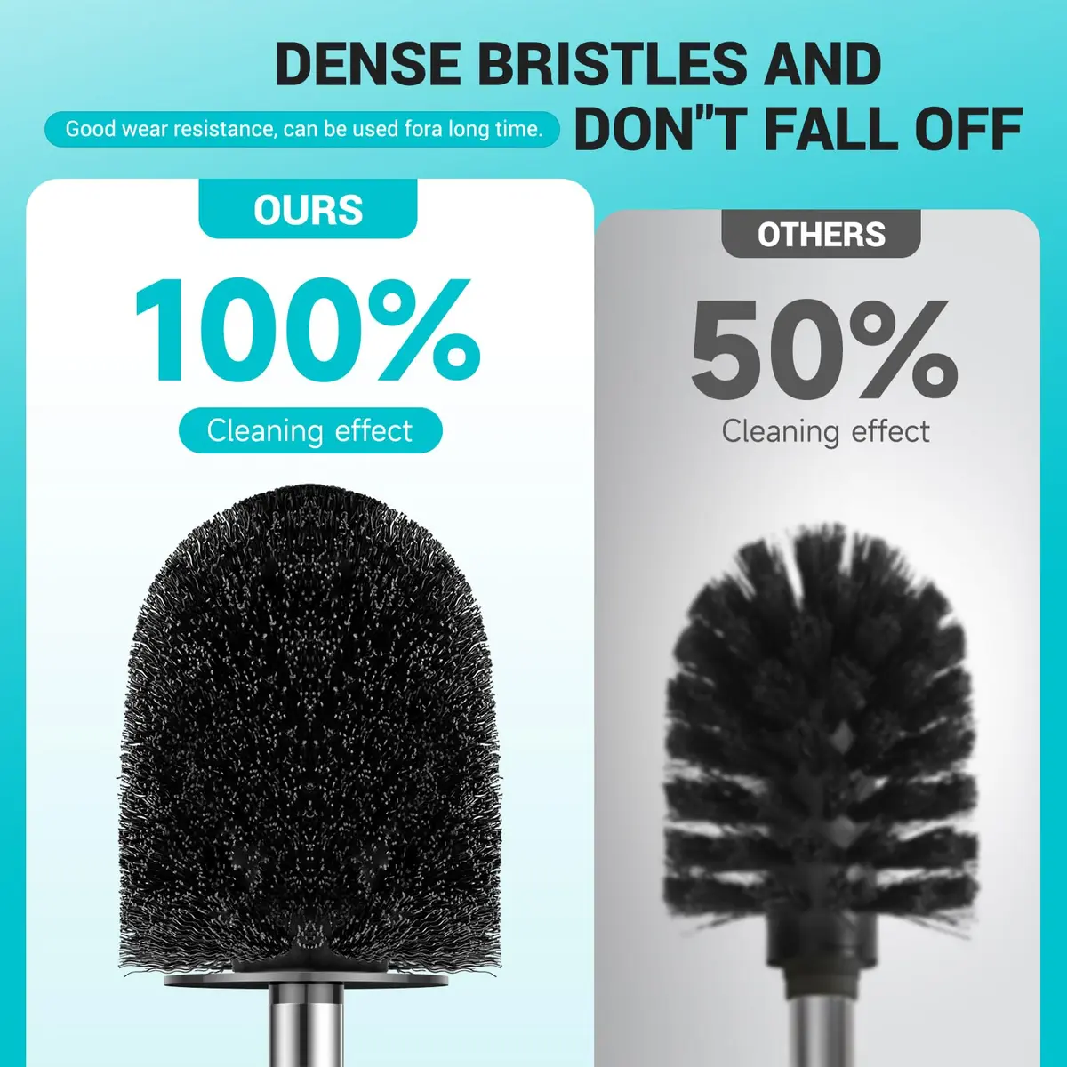 AONEZ Toilet Brush Compact Size Stainless Steel Handle Black | Space Saving Deep Cleaning - view 3