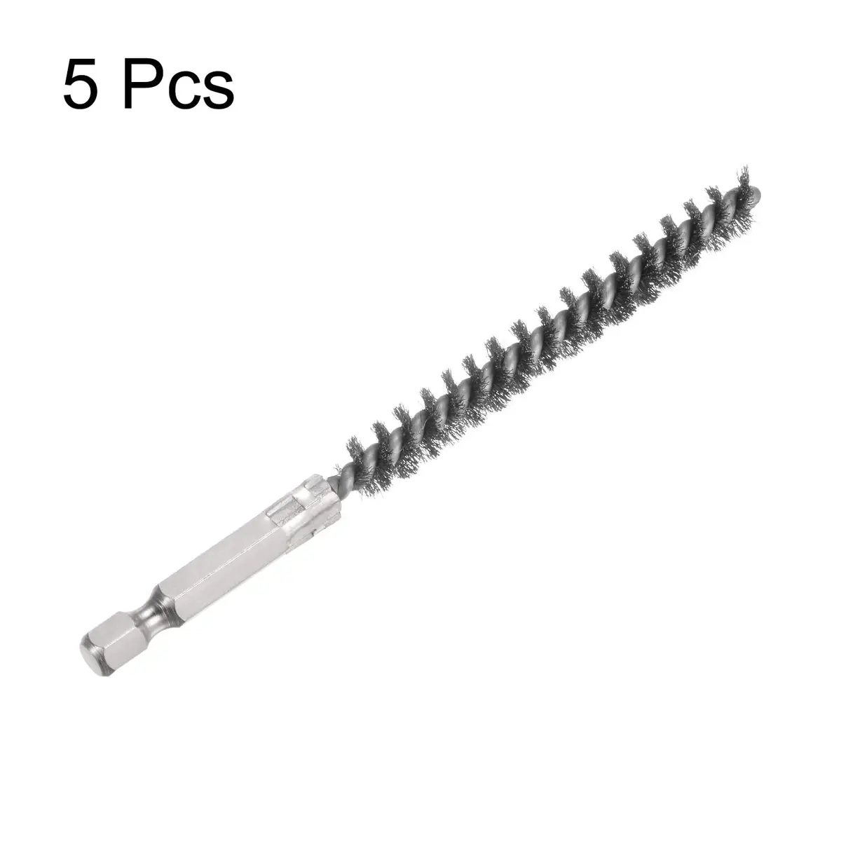 HARFINGTON 5Pcs Stainless Steel Bore Brush Set 8mm (0.31") Dia | Twisted Wire Tube Cleaner with 1/4" Hex Shank - view 3