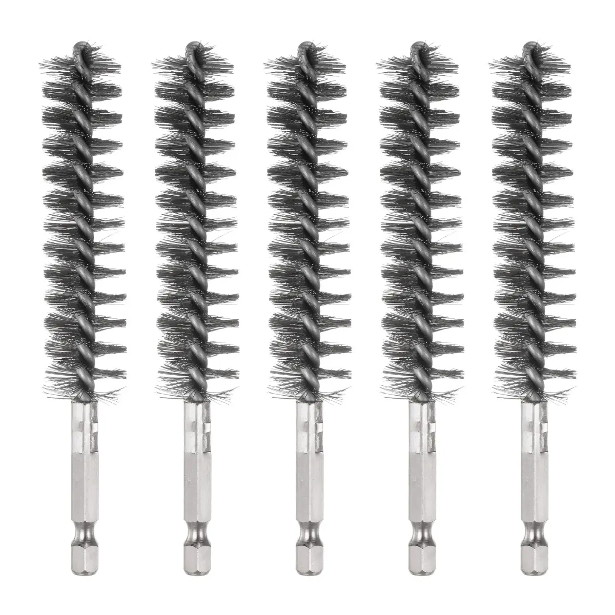 HARFINGTON 5-Piece Stainless Steel Bore Brush Set 18mm (0.71") Dia | Twisted Wire Tube Cleaner with Hex Shank - main product image