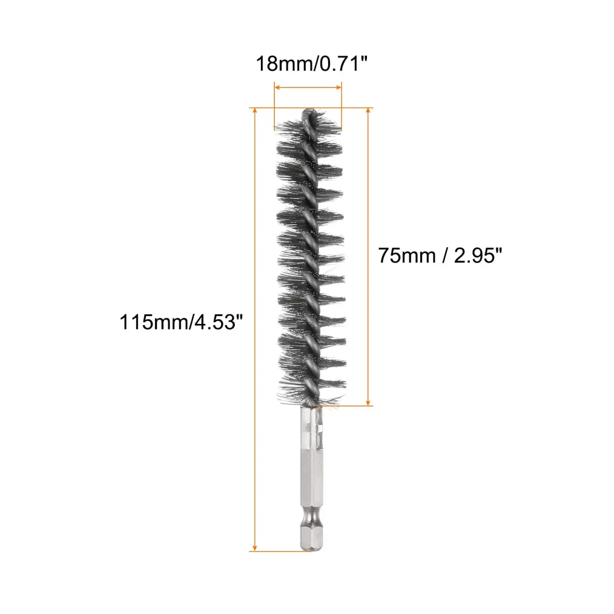 HARFINGTON 5-Piece Stainless Steel Bore Brush Set 18mm (0.71") Dia | Twisted Wire Tube Cleaner with Hex Shank - view 2
