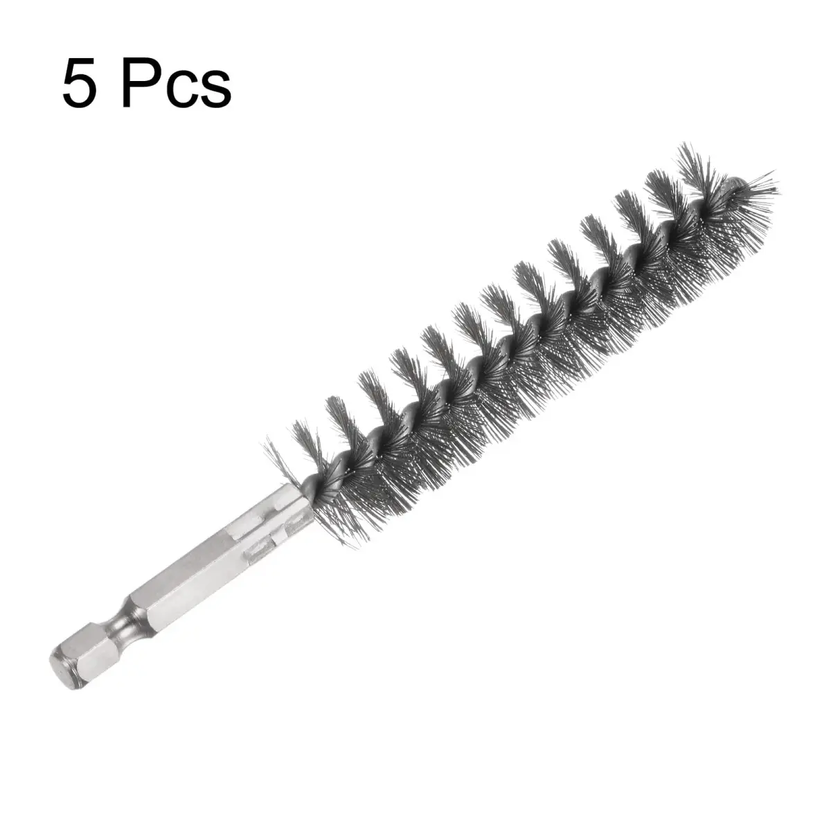HARFINGTON 5-Piece Stainless Steel Bore Brush Set 18mm (0.71") Dia | Twisted Wire Tube Cleaner with Hex Shank - view 3