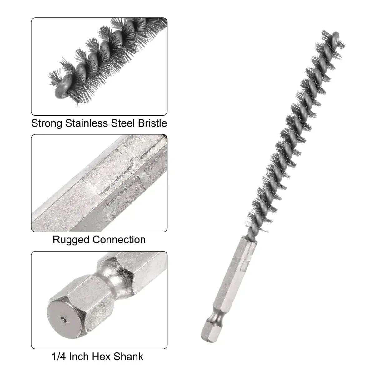 HARFINGTON 5Pcs Bore Brush Set 9mm (0.35 inch) | Stainless Steel Twisted Wire Cleaning Tool - view 4