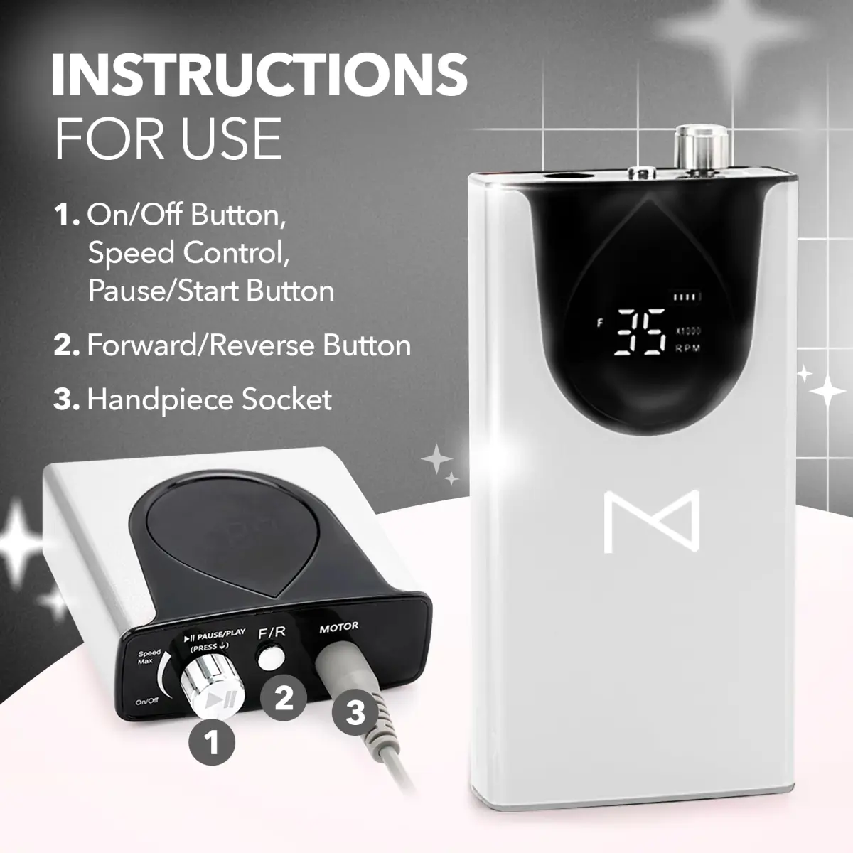 M Brushless Motor Nail Drill Handpiece Only - 35K RPM | Mermaid Model | Compatible with M System - view 7