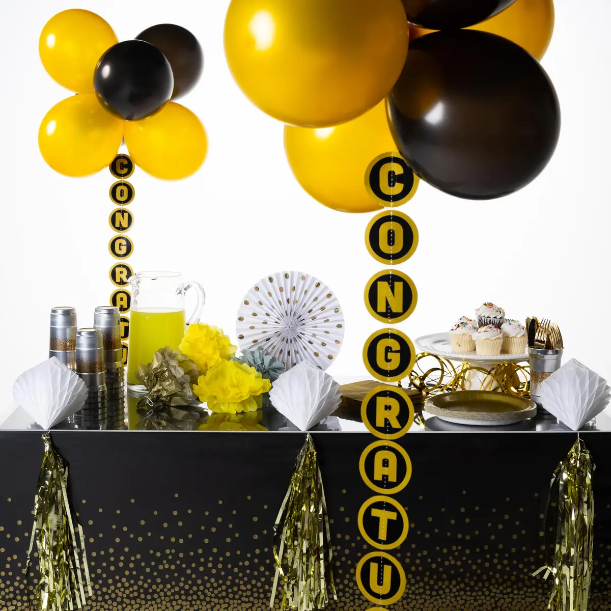 Balloon Time Congratulations Banner | Floating Helium Balloons | Gold - view 2