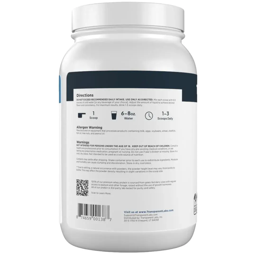 Transparent Labs Grass-Fed Whey Protein Milk Chocolate 1.02 kg (2.25 lb) | 28g Protein Per Serving - view 9
