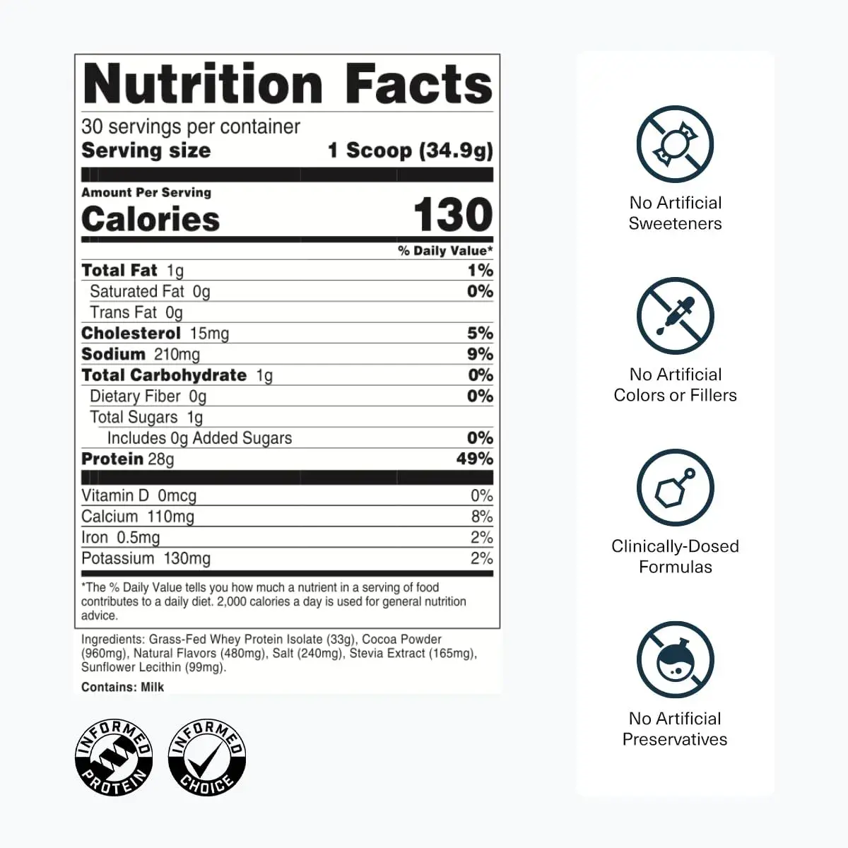 Transparent Labs Grass-Fed Whey Protein Milk Chocolate 1.02 kg (2.25 lb) | 28g Protein Per Serving - view 3