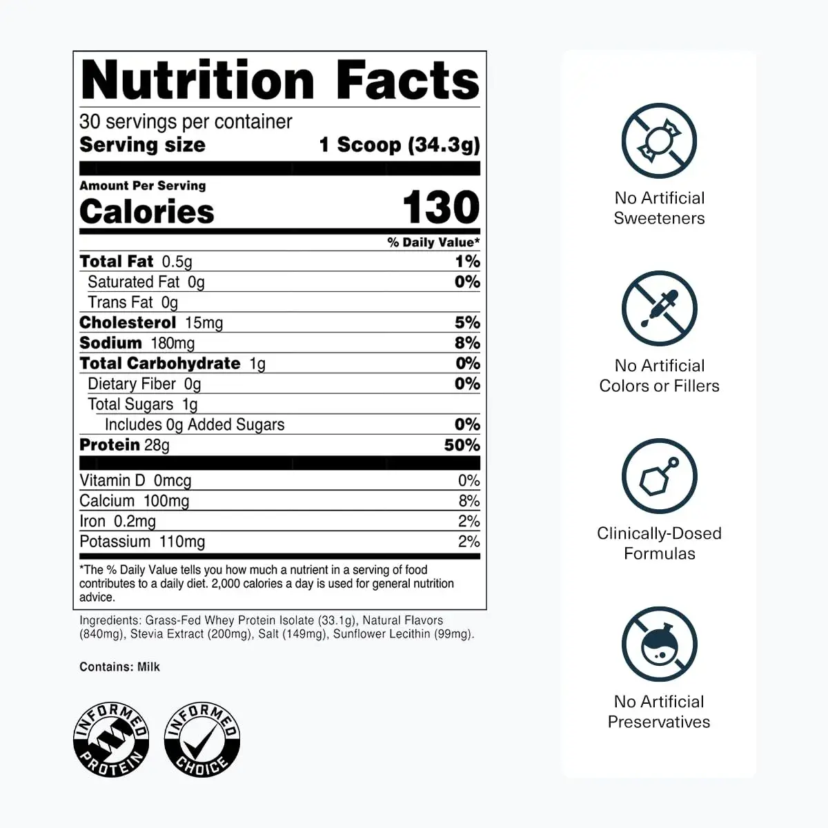 Transparent Labs Grass-Fed Whey Protein Isolate French Vanilla 1029g (36.3 oz) | 28g Protein Per Serving - view 3