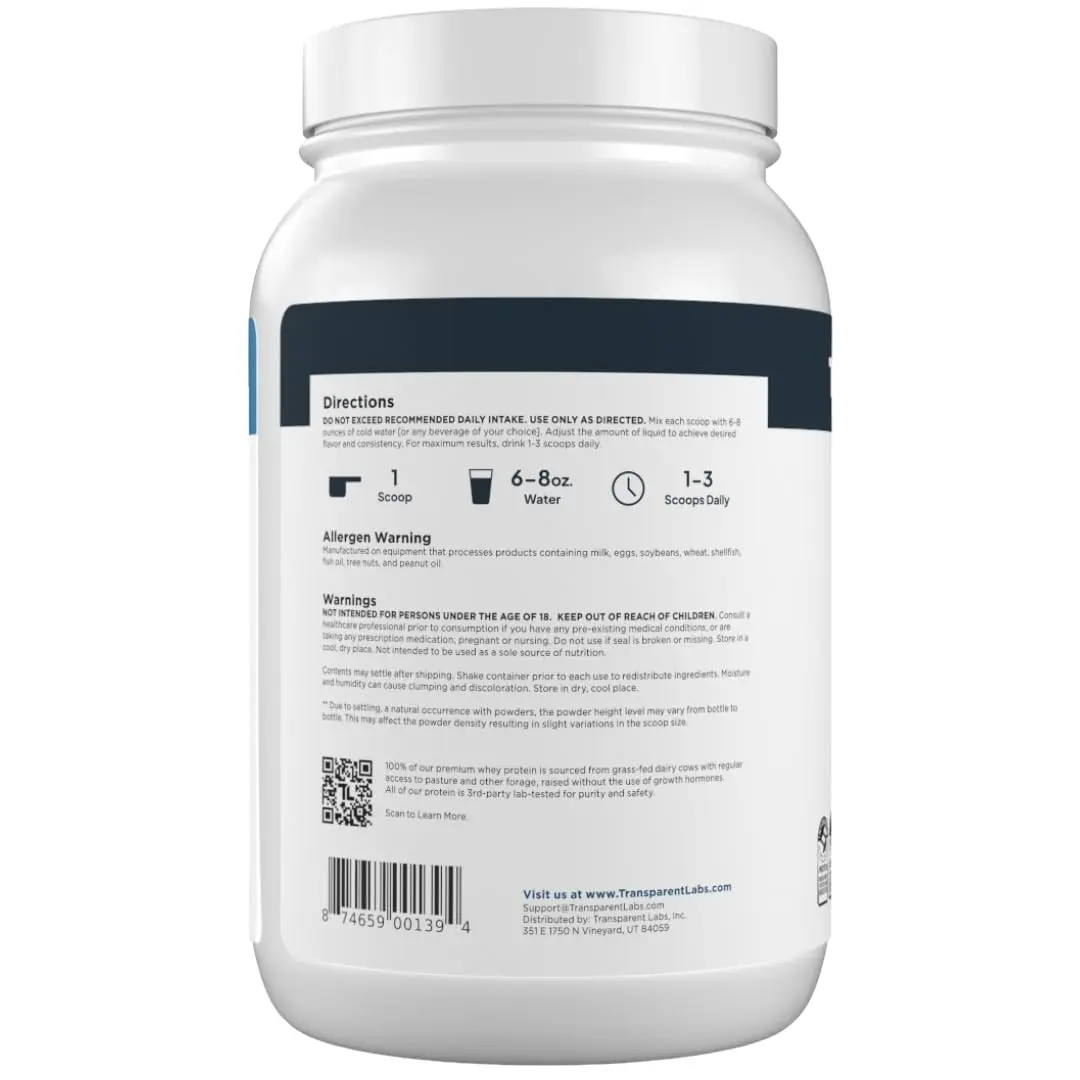 Transparent Labs Whey Protein Isolate Chocolate Peanut Butter 1110g (39.15 oz) | 28g Protein Per Serving, Grass-Fed, Gluten-Free - view 9
