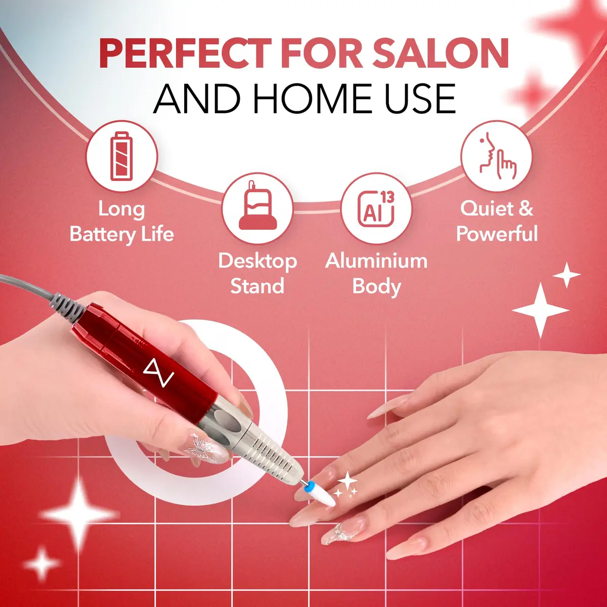 M Brushless Motor Nail Drill Handpiece Only - 35K RPM | Black Metal (Handpiece - Black) - view 7