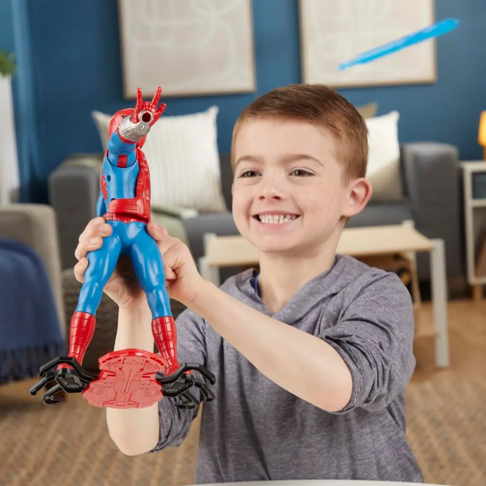 Marvel Spider-Man Thwip Blast Action Figure with Accessories, 11-Inch Scale, Red & Blue - view 6