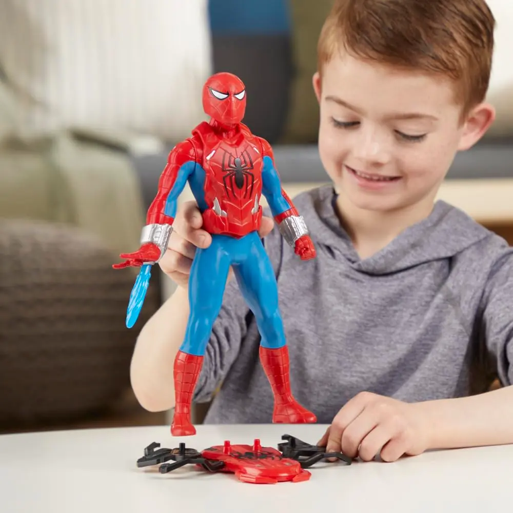 Marvel Spider-Man Thwip Blast Action Figure with Accessories, 11-Inch Scale, Red & Blue - view 4