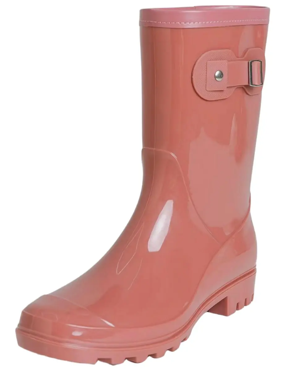 Fubotao Women's Mid Calf Rain Boots Waterproof Fashion Garden Shoes with Decorative Buckle, US 8.5 (21.6 cm) | Slip-Resistant Sole for Monsoon - main product image