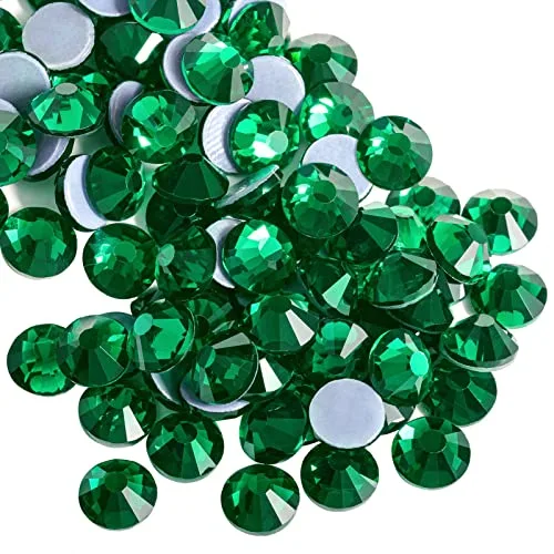 BEADSLAND Hotfix Rhinestones Emerald SS34 (7.0-7.3mm) | Glass Crystal Embellishments for Crafts - main product image
